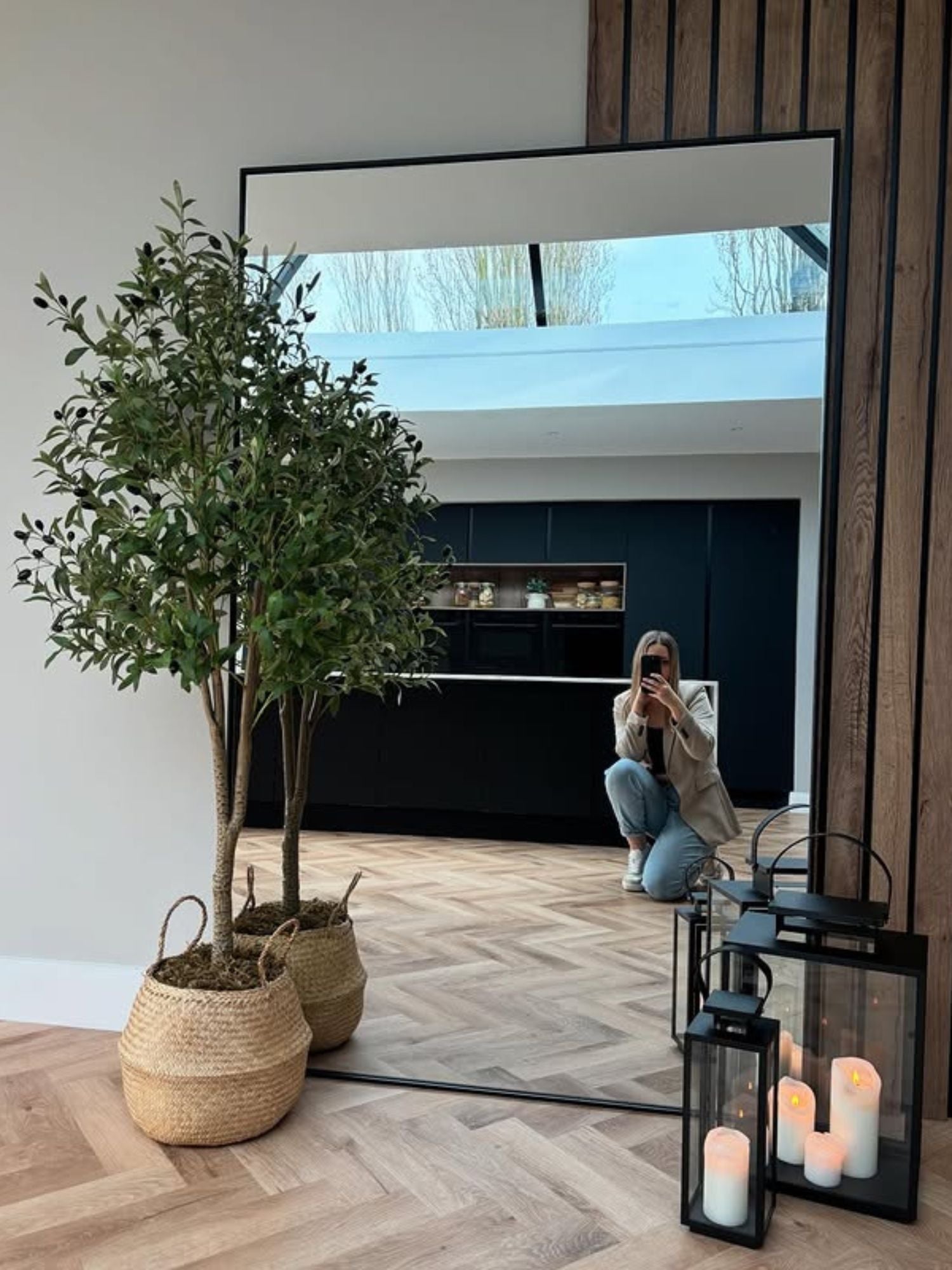 Duże Lustro Podłogowe Prostokątne 180x100 Czarne