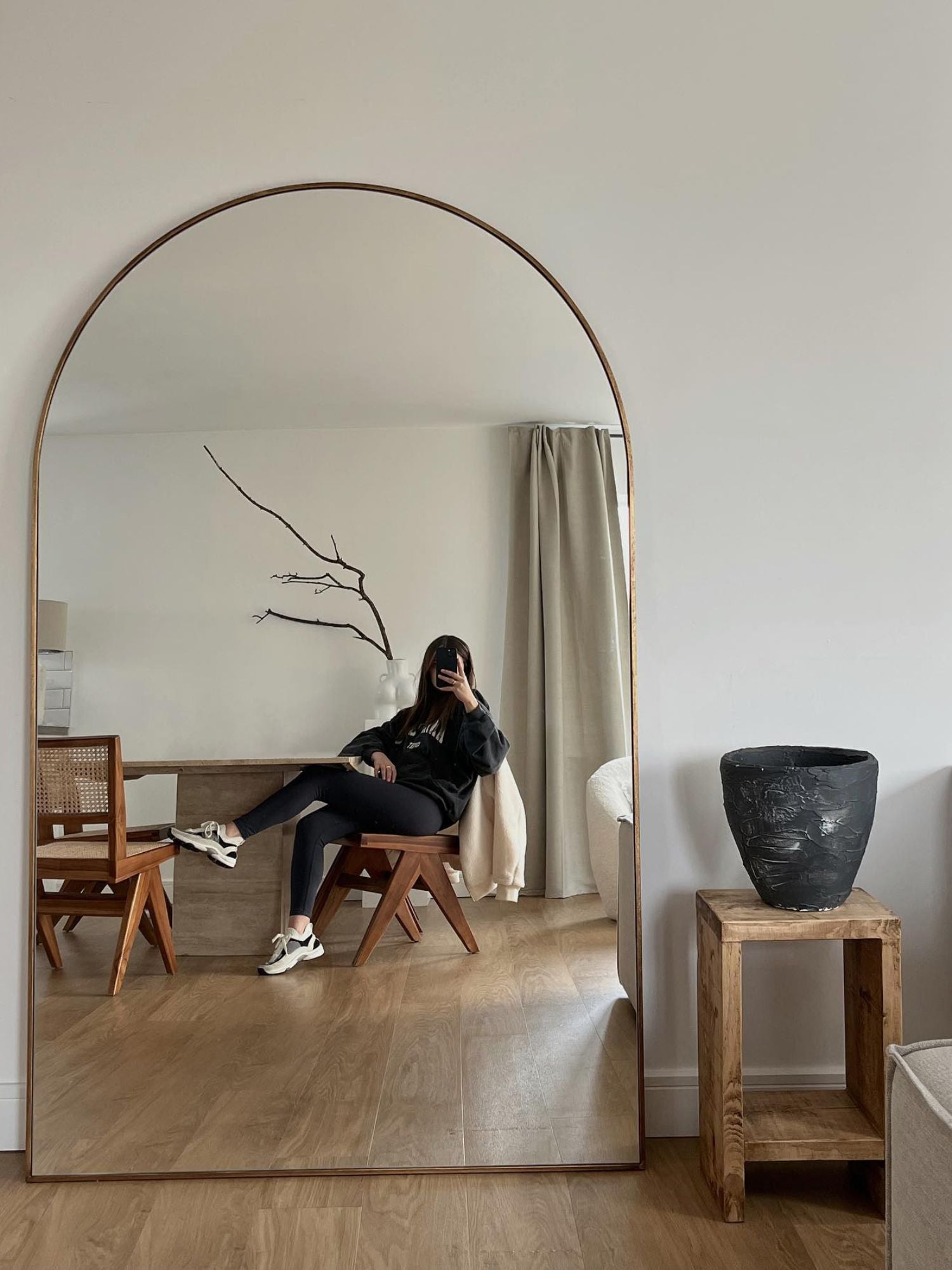 Duże Lustro Podłogowe Owalne 180x100 Brązowe