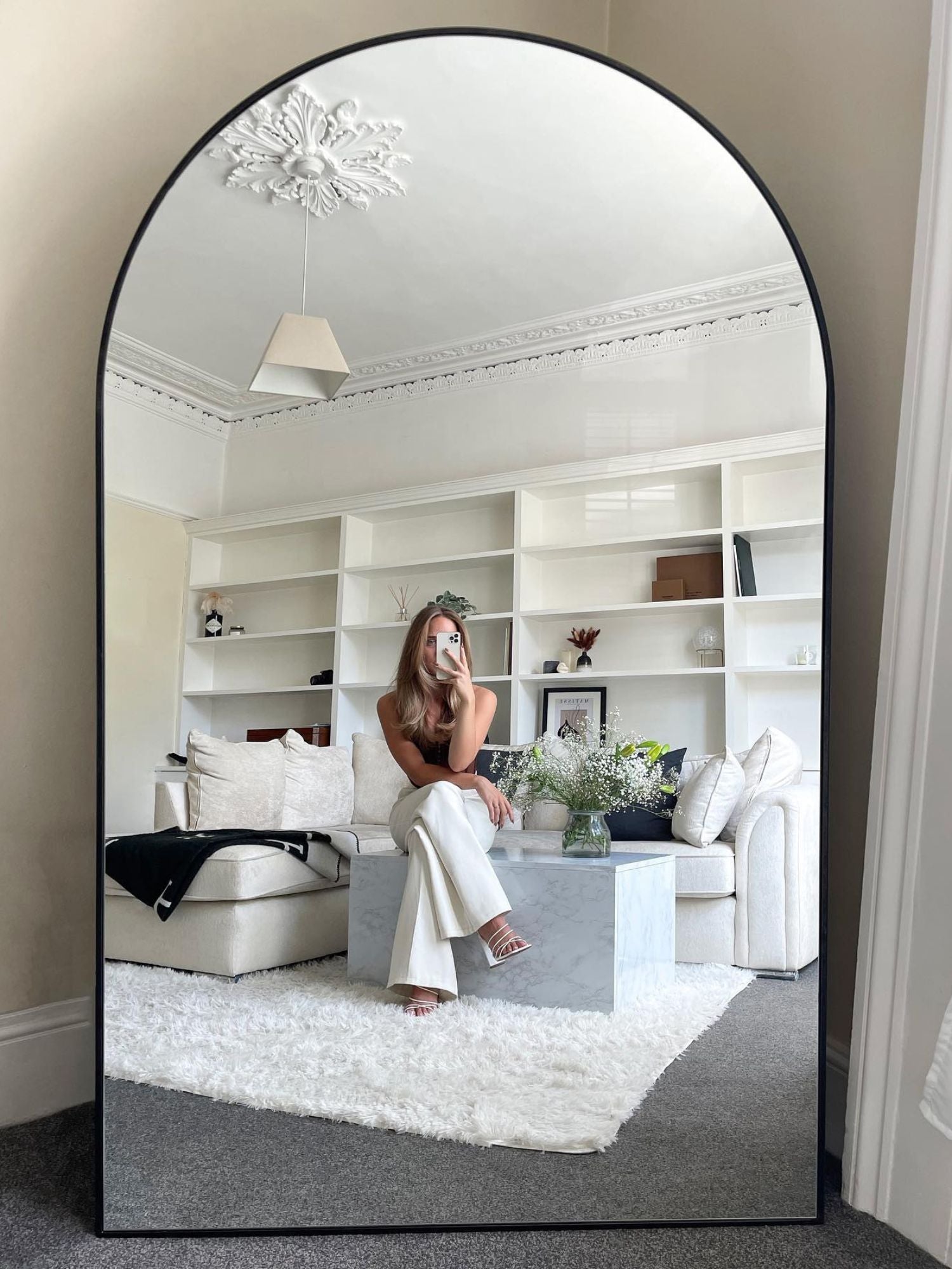 Duże Lustro Stałe Owalne 180x100 Czarne