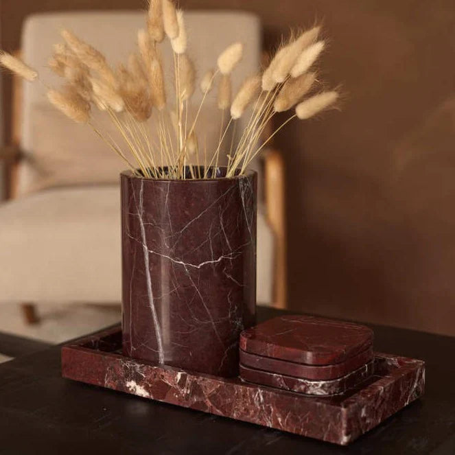 Marmurowy wazon/chłodnik do wina czerwony Ø12x18 cm