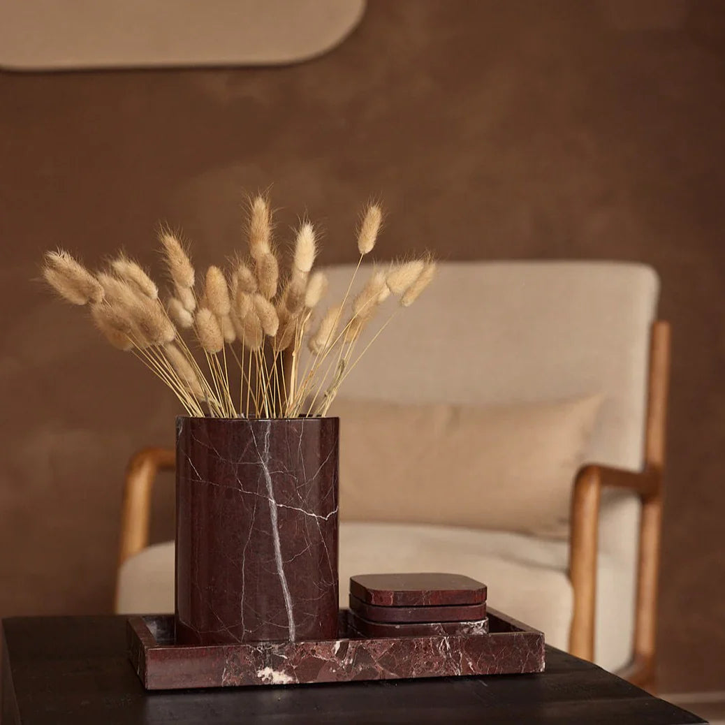 Marmurowy wazon/chłodnik do wina czerwony Ø12x18 cm