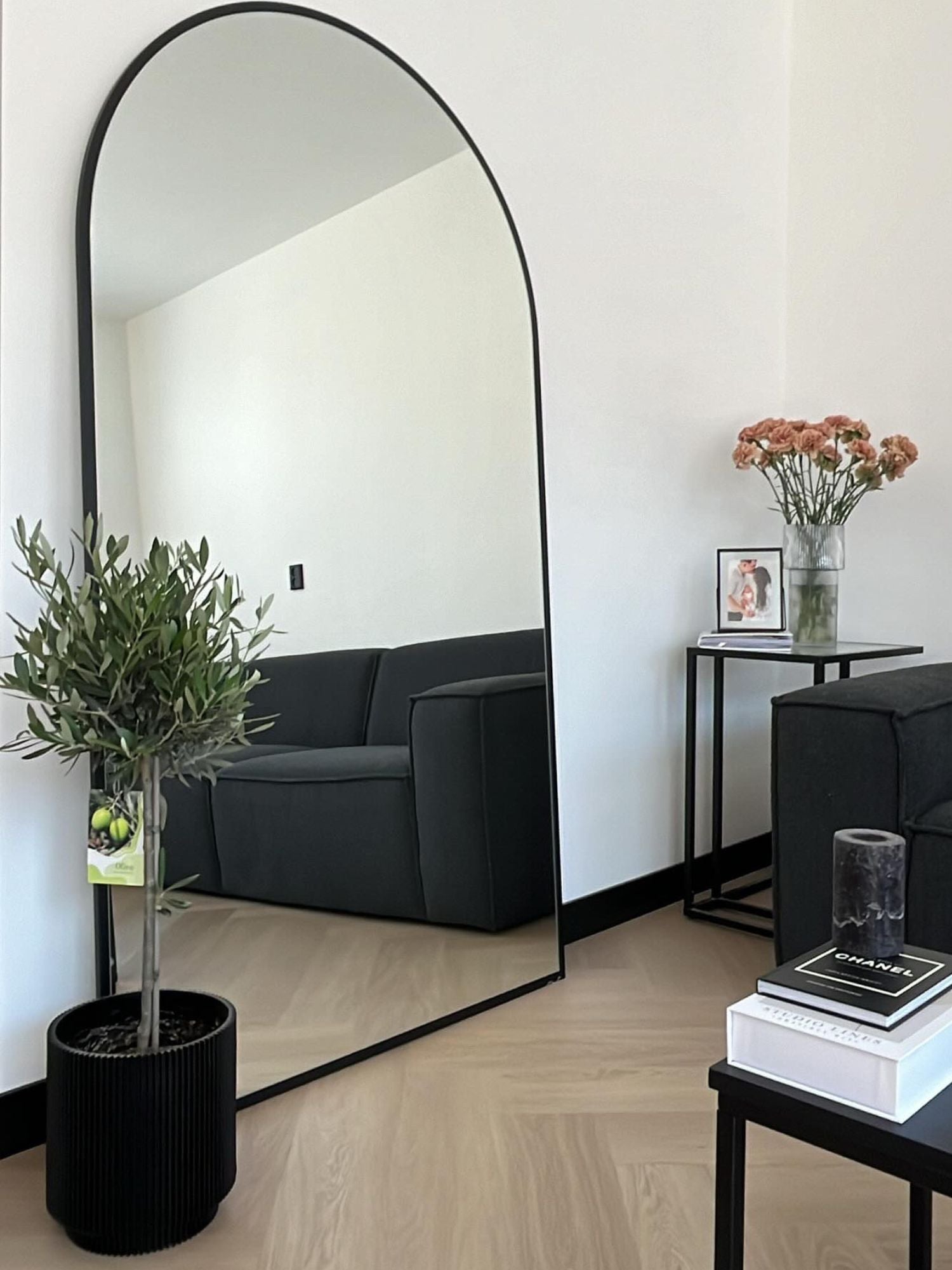 Duże Lustro Stałe Owalne 180x100 Czarne