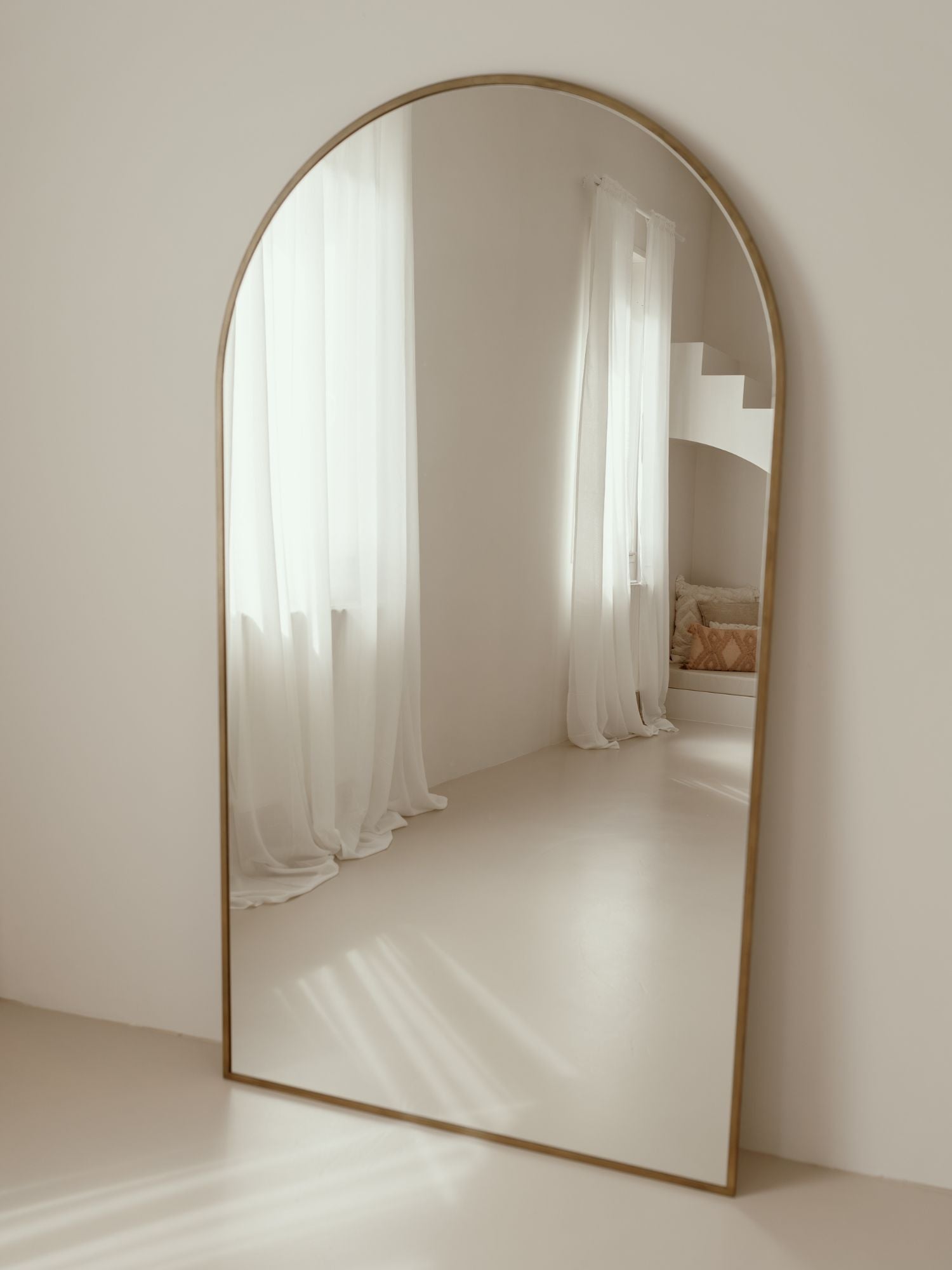 Duże Lustro Podłogowe Owalne 180x100 Brązowe