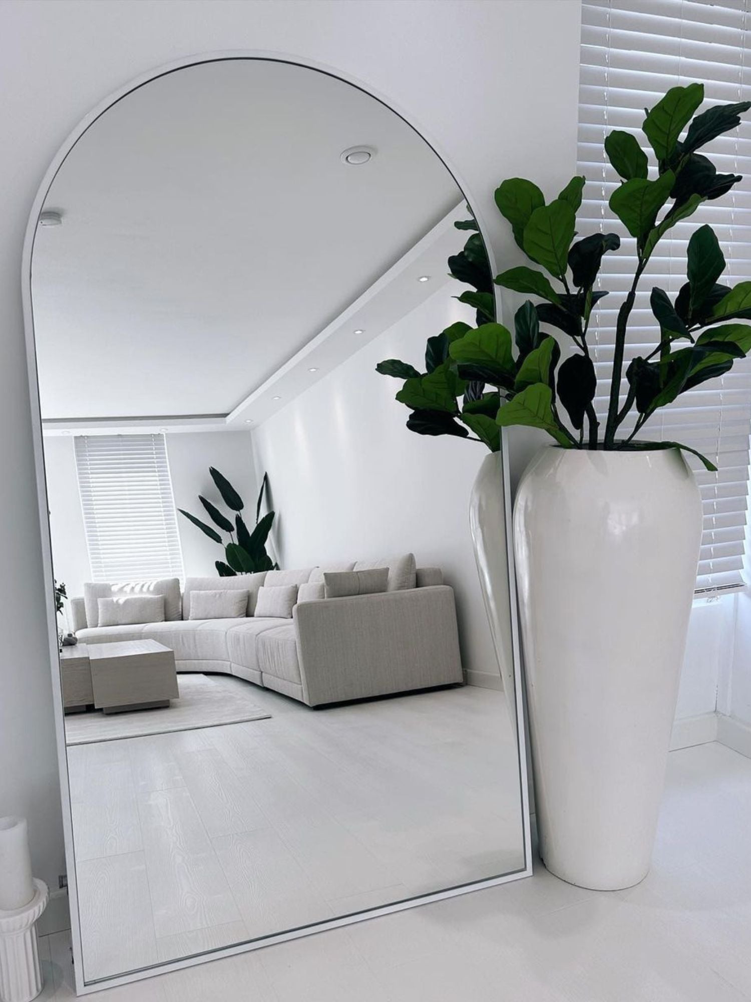 Duże Lustro Podłogowe Owalne 180x100 Białe