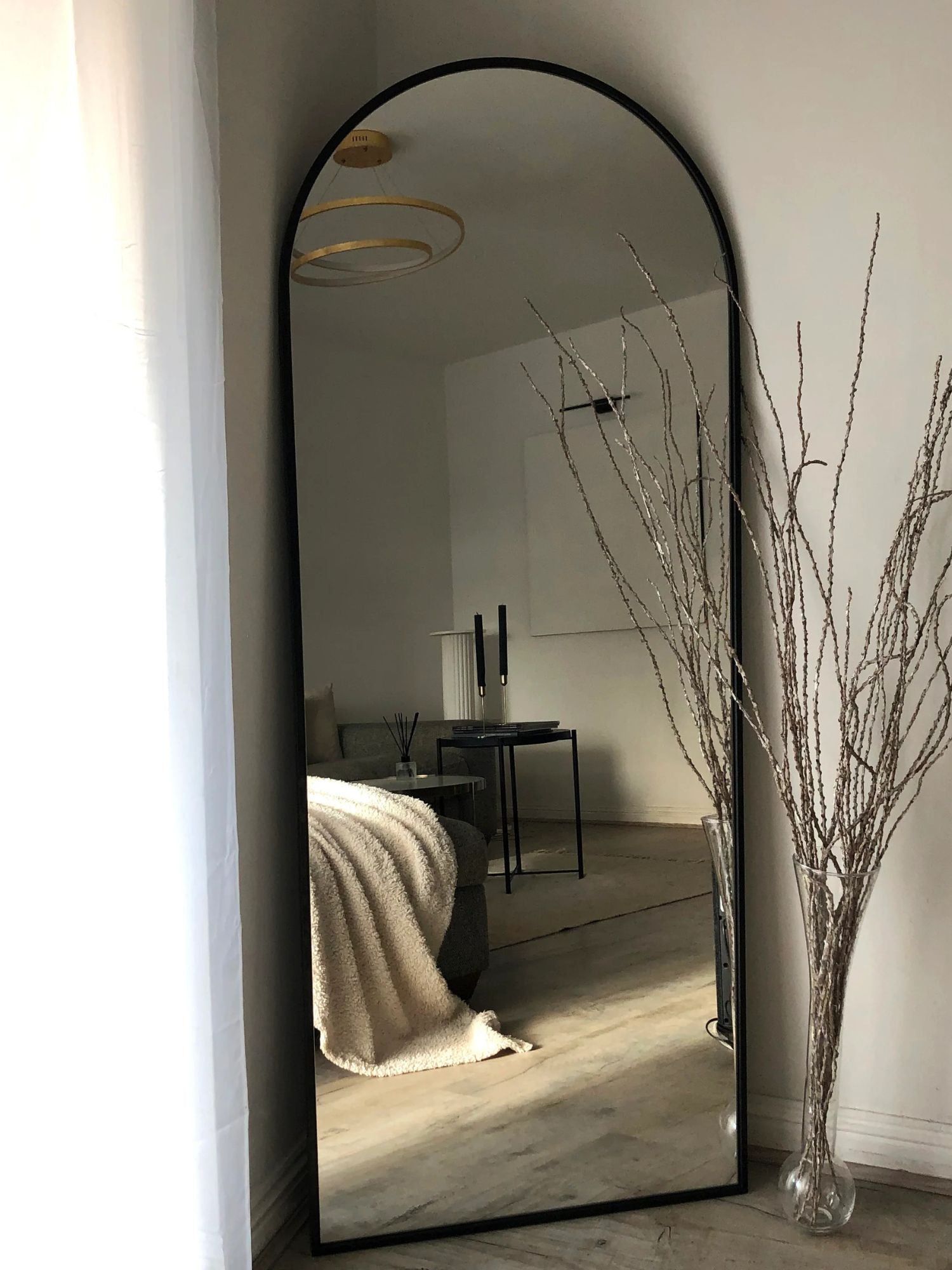 Duże Lustro Podłogowe Owalne 180x70 Czarne