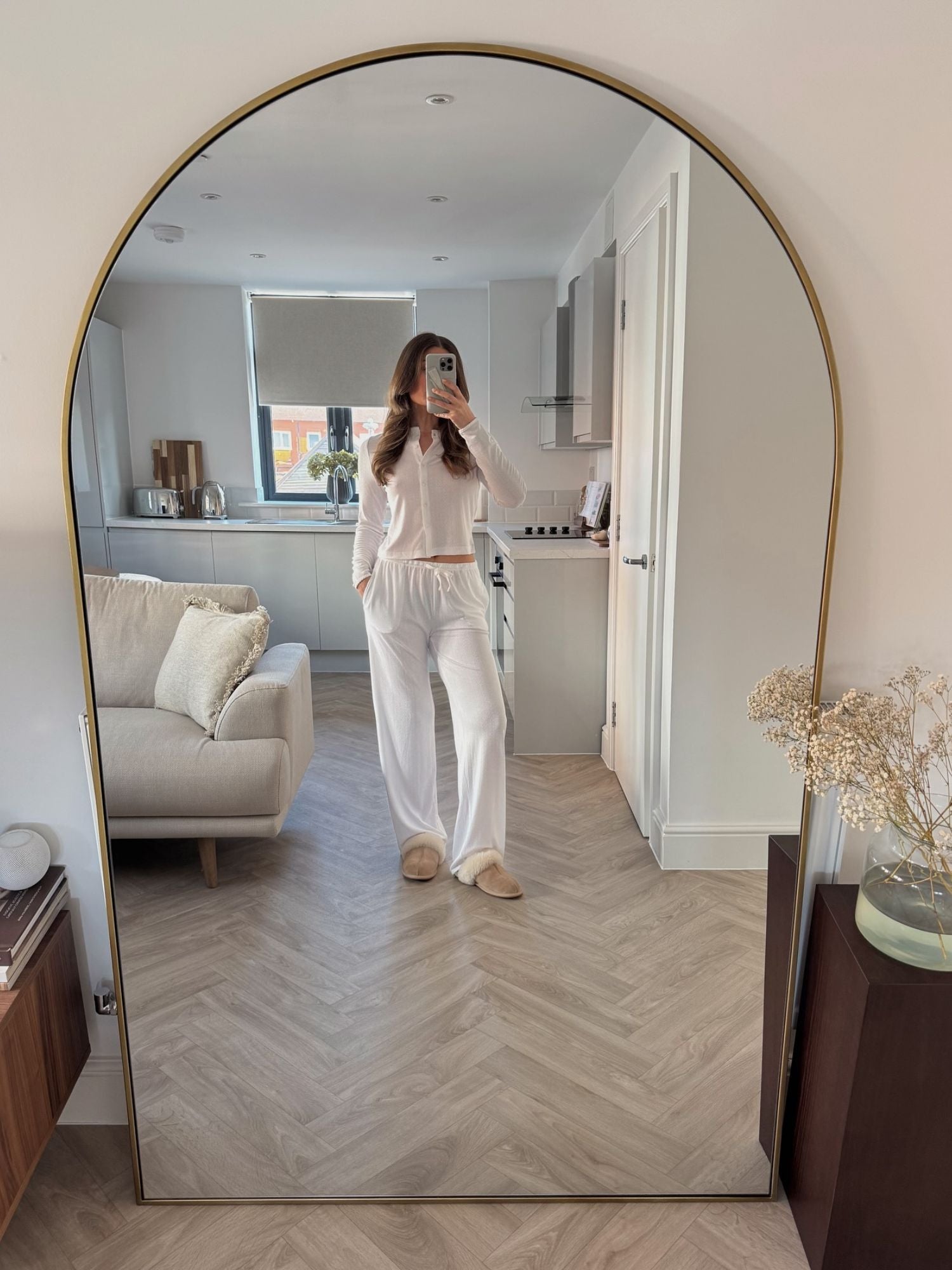 Duże Lustro Podłogowe Owalne 180x100 Złote