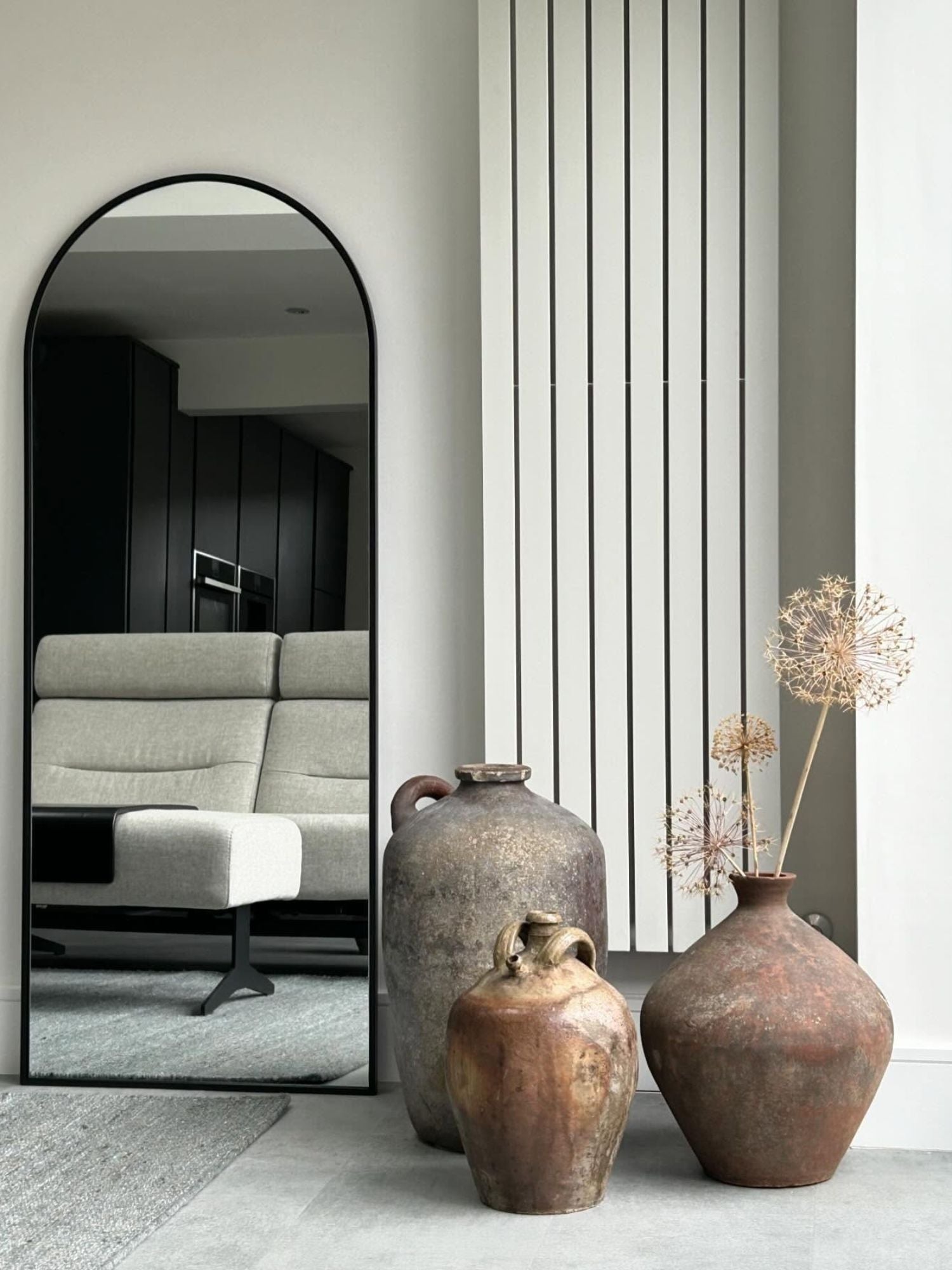 Duże Lustro Podłogowe Owalne 180x70 Czarne