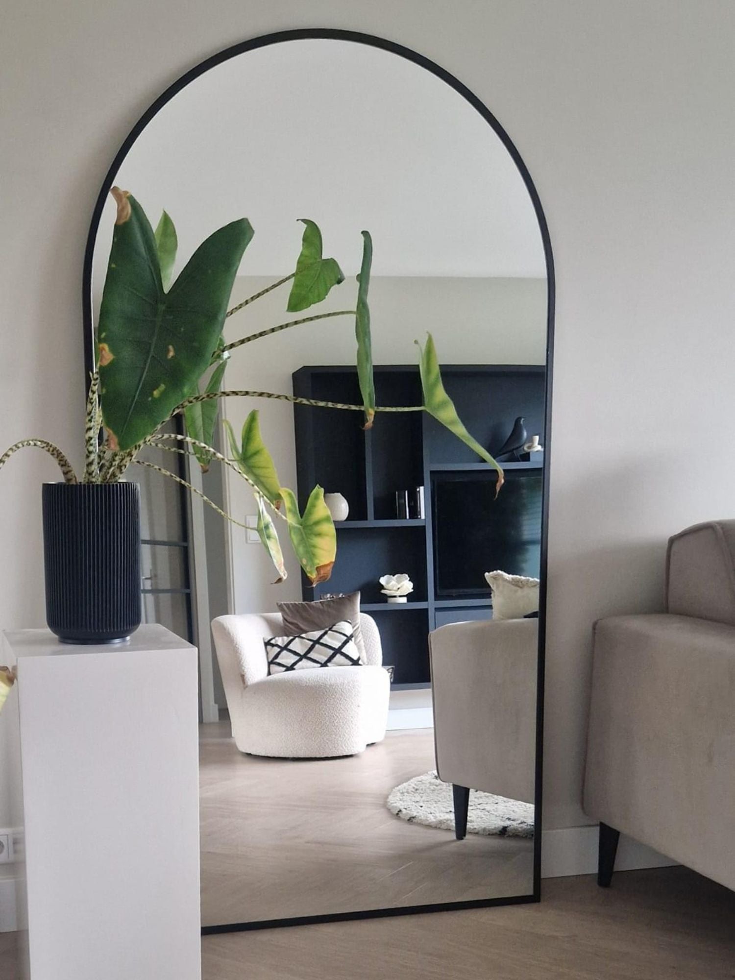 Duże Lustro Stałe Owalne 180x100 Czarne