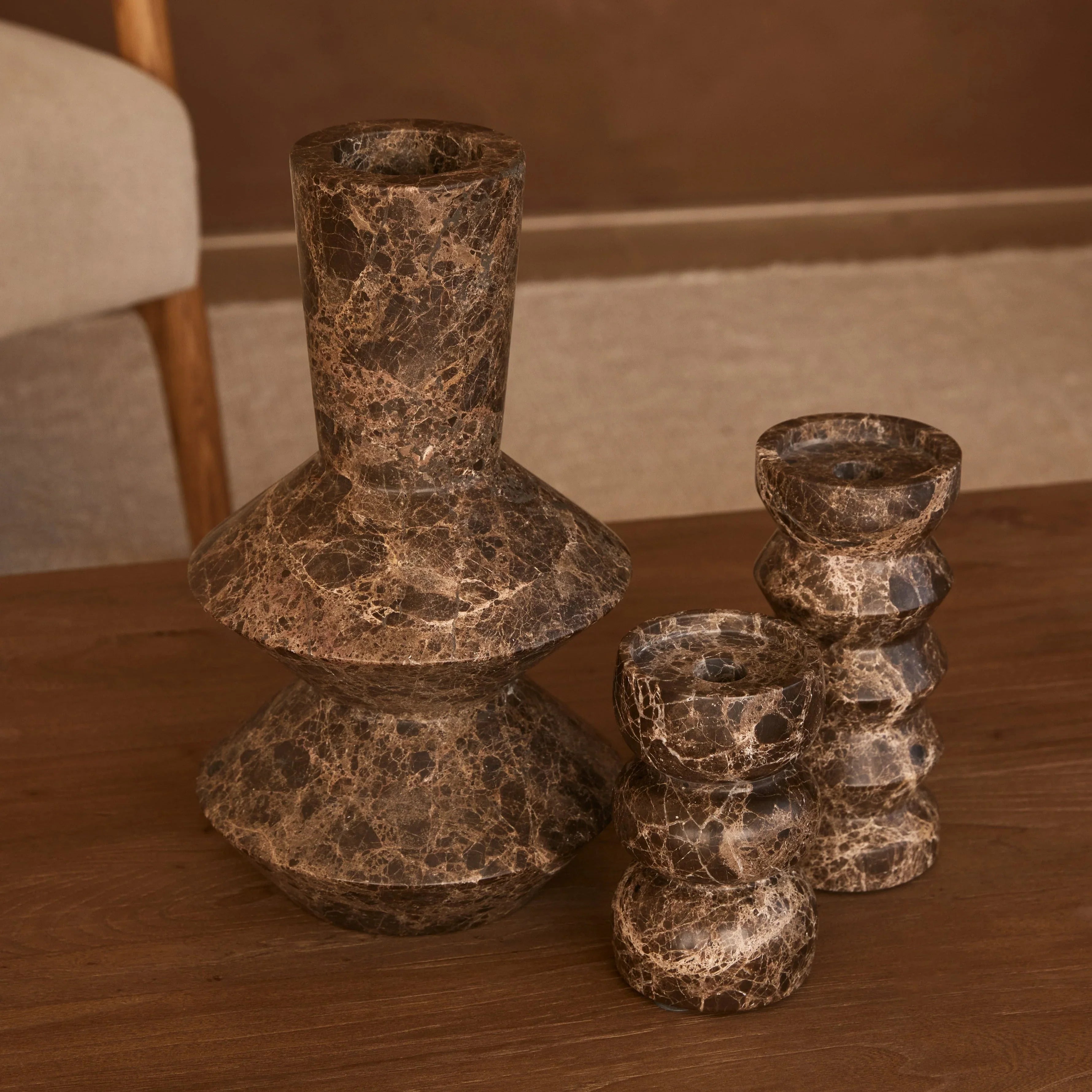 Wazon Rhombus Dark Emperador H35 cm