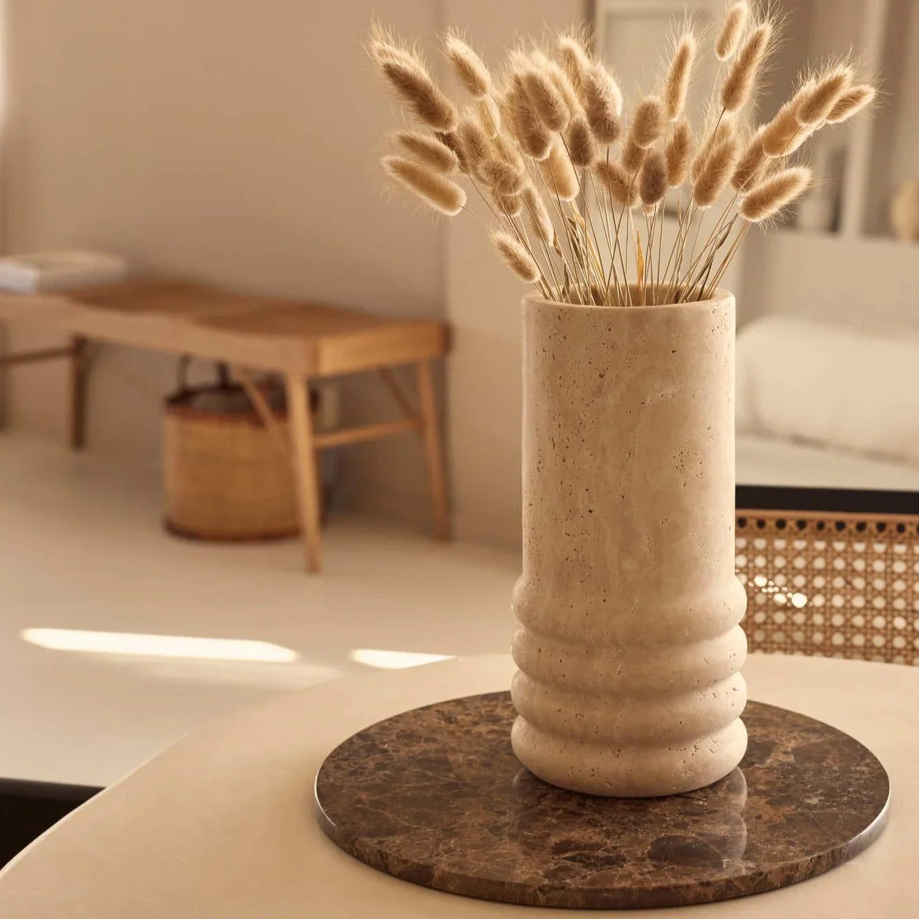 Wazon z trawertynu Molí Ø12x25 cm